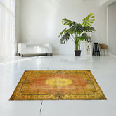 Geel vintage vloerkleed - 212x111 cm - HANDGEMAAKT