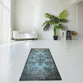 Blauw vintage vloerkleed - 216x114 cm - HANDGEMAAKT