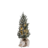 J-Line Kerstboom+Led+Pot Jute Plastiek Besneeuwd Groen Medium