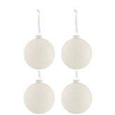 J-Line Doos Van 4 Kerstballen Besneeuwd Glas Wit Large