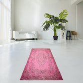 Roze vintage vloerkleed - 207x114 cm - HANDGEMAAKT