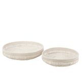 J-Line schalen Rond - rotan - wit