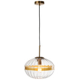 J-Line Hanglamp Ovaal Ijzer/Glas Transparant Goud