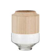J-Line vaas Rond Hoog - hout/glas - lichtbruin - large - 30.50 cm hoog