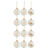 J-Line Doos Van 12 Kerstballen 4+4+4 Gedroogde Takjes Beige Glas Transparant