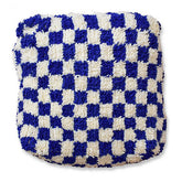 Geruit vloerkussen - blauw en wit
