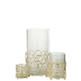 J-Line kaarshouder Kyev - glas/ijzer - transparant/goud - large