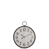 J-Line Rond Bol klok - glas/ metaal - zwart - Ø 13 cm