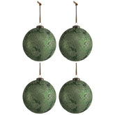 J-Line Doos Van 4 Kerstballen Glas Antiek Fel Groen Large