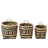 J-Line Set Van 3 Mand Patronen Handvaten Bamboe Naturel/Zwart