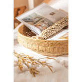 J-Line schalen Rond - rotan - naturel