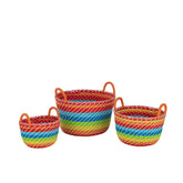 J-Line Set Van 3 Mand Regenboog Strepen+Handvaten Zeegras Mix