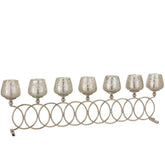J-Line Theelichthouder 8 Ringen Craquele Glas Nickel