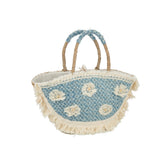 J-Line Strandtas Bloemen+Franjes Denim Zeegras Nat/Blauw
