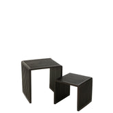 J-Line koffietafel Kubus Gerecycleerd Teak - hout - zwart