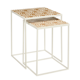 Odile Bijzettafel voor Buiten - Set van 2 - L38 x B38 x H48 cm - Metaal - Bruin, Wit