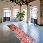 Roze Azeri Loper - 376x78 cm - HANDGEMAAKT