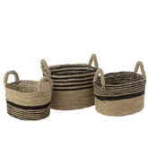 J-Line Set Van Drie Manden Aline Raffia Zwart/Naturel