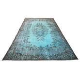 Turquoise vintage vloerkleed - 297x185 cm - HANDGEMAAKT