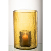 J-Line Windlicht Dubbel Glas Geel Large