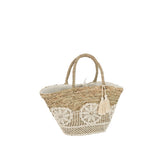 J-Line Strandtas Kant Bloem+Kwast Jute Naturel/Wit