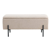 Watford Bench - Bank in bouclé met opbergruimte, beige met zwarte poten, 95x36,5x46 cm, HN1233