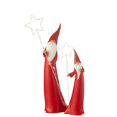 J-Line Set Van 2 Kerstman Led Ster Resin Wit/Rood