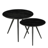 Jailey Bijzettafel - Set van 2 - H49 x Ø50 cm - Gerecycled Hout - Zwart