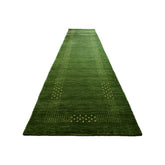 XL Groene Gabbeh loper - 440x90 cm - HANDGEMAAKT