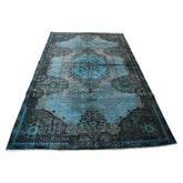 Vintage vloerkleed blauw - 263x160 cm - HANDGEMAAKT