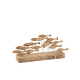 J-Line Vissen 19 Op Voet Albasia Hout Licht Naturel