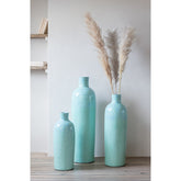 J-Line Vaas Justine Terracotta Blauw Small