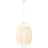 J-Line Hanglamp Ion Linnen/Bamboe Wit Large