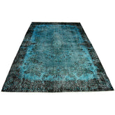 Turquoise vintage vloerkleed - 246x164 cm - HANDGEMAAKT