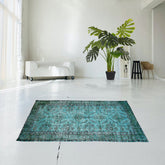 Turquoise vintage vloerkleed - 188x98 cm - HANDGEMAAKT