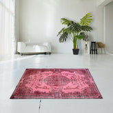 Roze vintage vloerkleed - 197x111 cm - HANDGEMAAKT