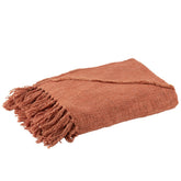 J-Line Plaid - katoen - terracotta - 190 x 56 cm
