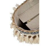 J-Line Strandtas Kwasten+Schelpen Zeegras Nat/Blauw