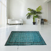 Turquoise vintage vloerkleed - 200x119 cm - HANDGEMAAKT