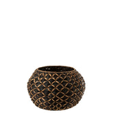 J-Line vaas Mand Roni Bol - hout - zwart/bruin - large - 41 cm hoog