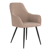 Harbo Dining Chair - Eetkamerstoel in bouclé, beige met zwarte poten, HN1233 - Set van 2