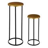 Noah Bijzettafel - Set van 2 - H70 x Ø27 cm - Goud, Zwart
