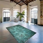 Turquoise vintage vloerkleed - 316x200 cm - HANDGEMAAKT