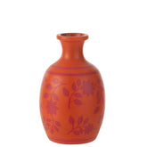 J-Line vaas Bladeren/Bloemen + Lijnen - keramiek - oranje/roze