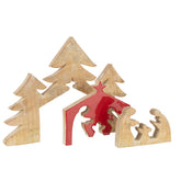 J-Line kerstdecoratie - hout - rood - large