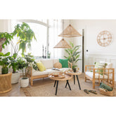 J-Line wandklok Roman - rotan/metaal - naturel - small