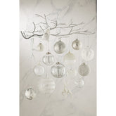 J-Line Doos Van 12 Kerstballen 4+4+4 Suiker Glas Mat Grijs/Mat Wit/Blinkend Zilver Small
