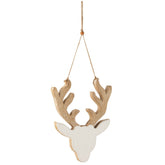 J-Line Kersthanger rendier - hout - wit - L