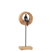 J-Line figuur Denk Ring - hout/aluminium - zwart