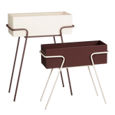 Plantenbak op Poten - Set van 2 - L54 x B23 x H69,5 cm - Metaal - Donkerbruin/Beige